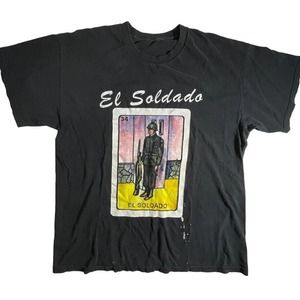El Soldado The Soldier Mexican bingo card vintage t-shirt men's large fit